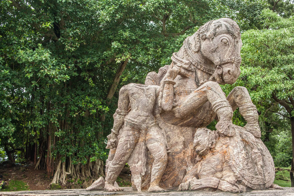 A Crumbling Granite Statue at The Ancient Sun Temple of Konark - Orissa