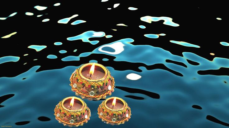 Diyas in Dal Lake, Diwali