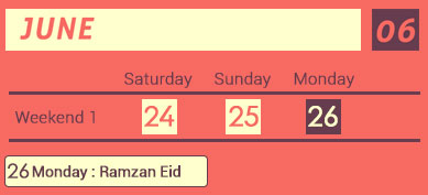 June Long weekends 2017