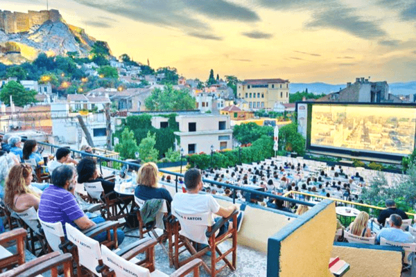 Open-Air Cinema in Kamari Village, Santorini