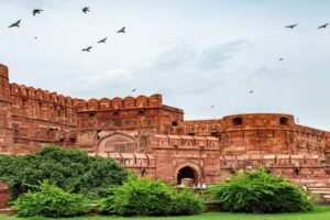 A majestic view of the Agra Fort