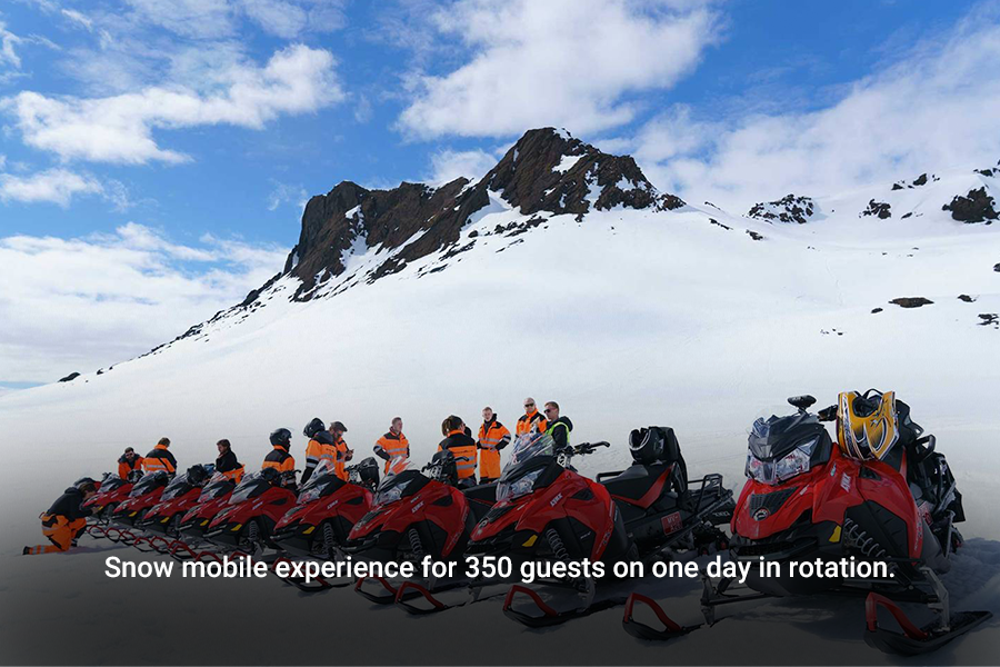 Snowmobile experience for 150 guests on one day in rotation